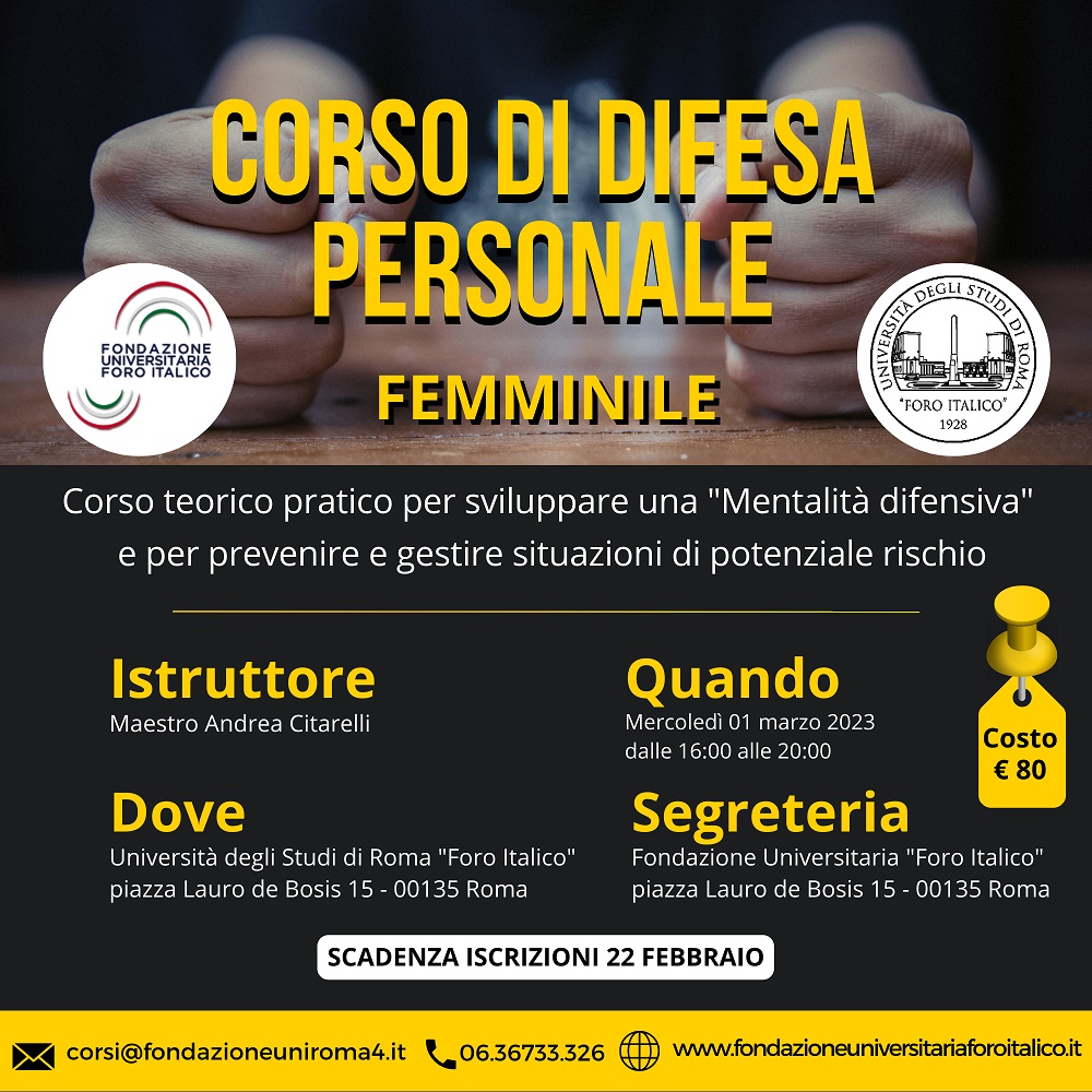 Locandina Corso Difesa Personale Femminile